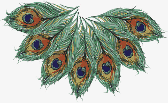 650x400 Green Hand Painted Peacock Feathers, Green Vector, Hand Vector