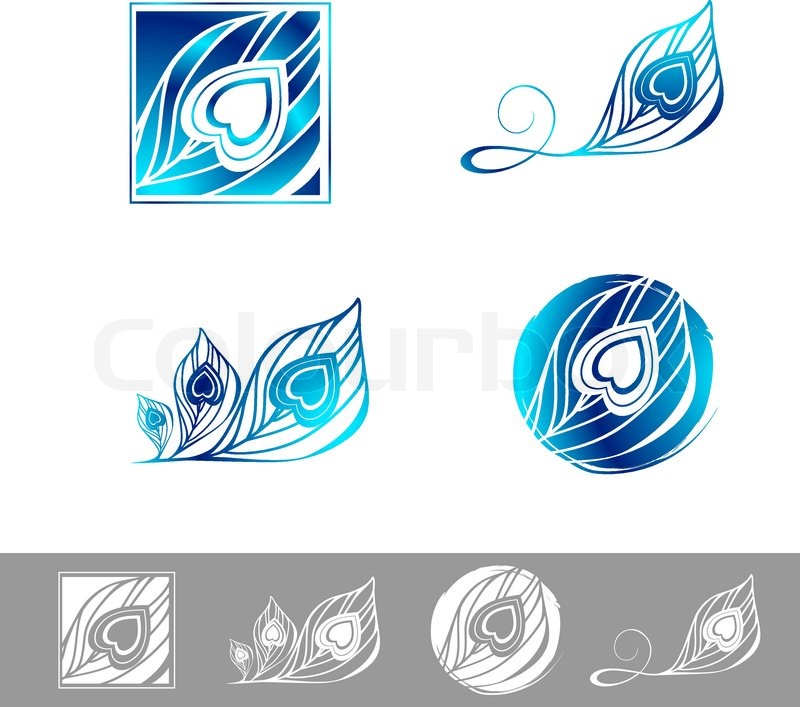 800x707 Illustration Of Peacock Feather Logo Design Collection Stock