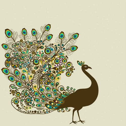 500x500 Peacock Vintage Styles Background Vector 09 Free Download
