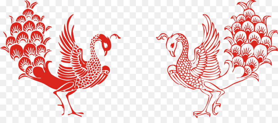 900x400 Download Rooster Papercutting Illustration Paper Cut Peacock
