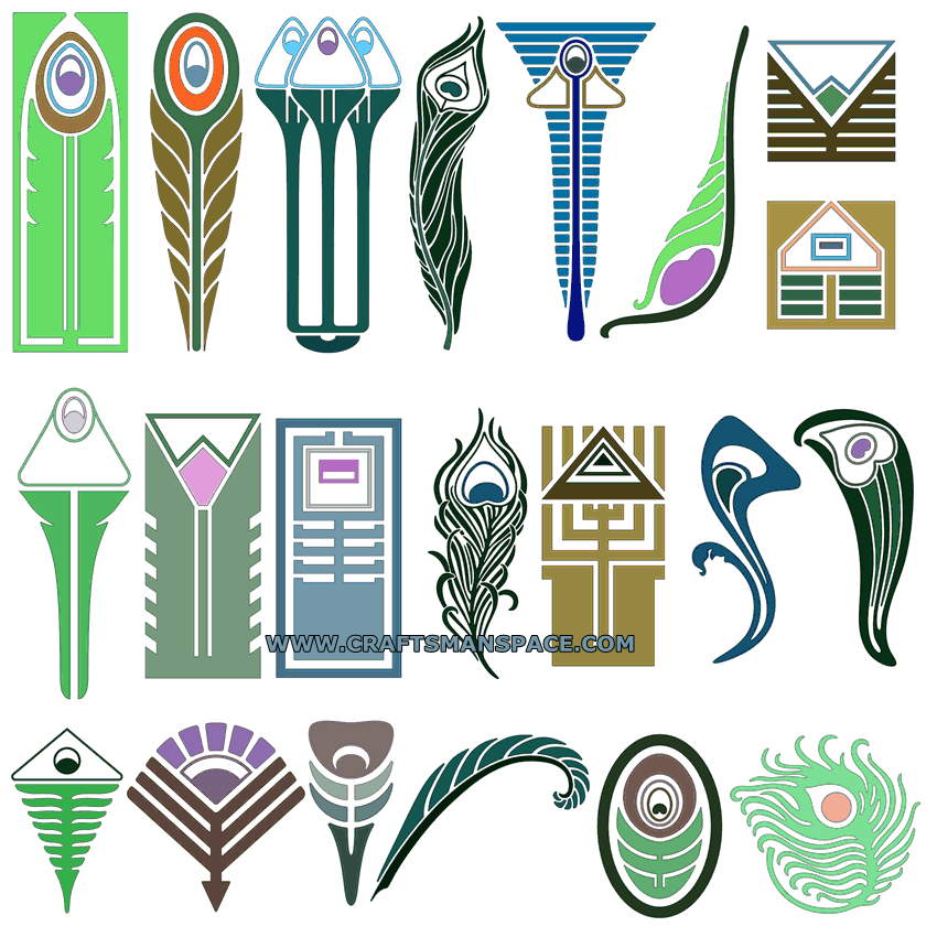 850x850 Conventionalized Peacock Feather Designs