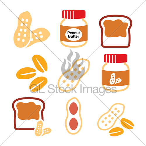 500x500 Peanuts, Peanut Butter Food Vector Icons Set Gl Stock Images