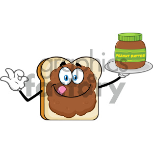 300x300 Royalty Free Bread Slice Cartoon Mascot Character With Peanut