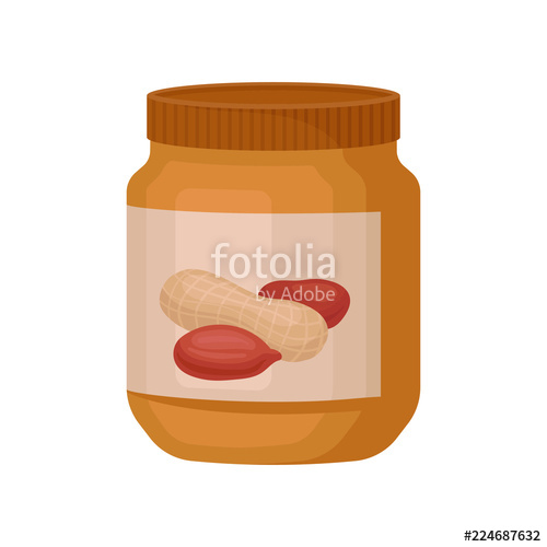 500x500 Jar Of Peanut Butter Vector Illustration On A White Background