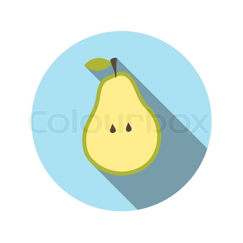 800x800 Flat Design Concept Pear Vector Illustration With Long Shadow