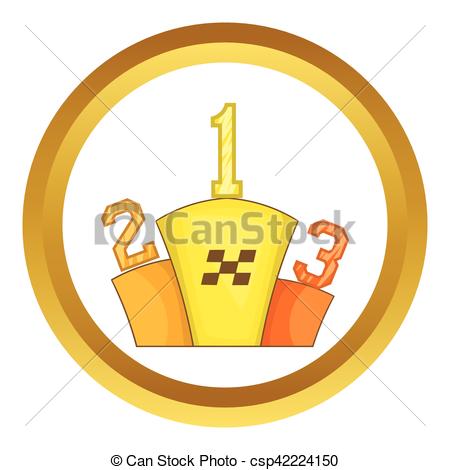 450x470 Prize Pedestal Vector Icon In Golden Circle, Cartoon Style