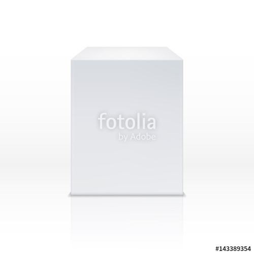 500x500 Realistic White Cube Box, 3d Podium, Blank Pedestal Vector