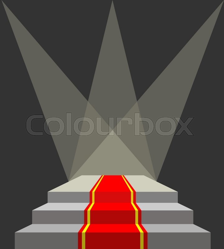 720x800 With A Red Carpet. Podium And Searchlights. Lighting Of The
