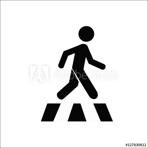 500x500 Pedestrian Cross Walk Icon Vector Isolate On White Back Ground