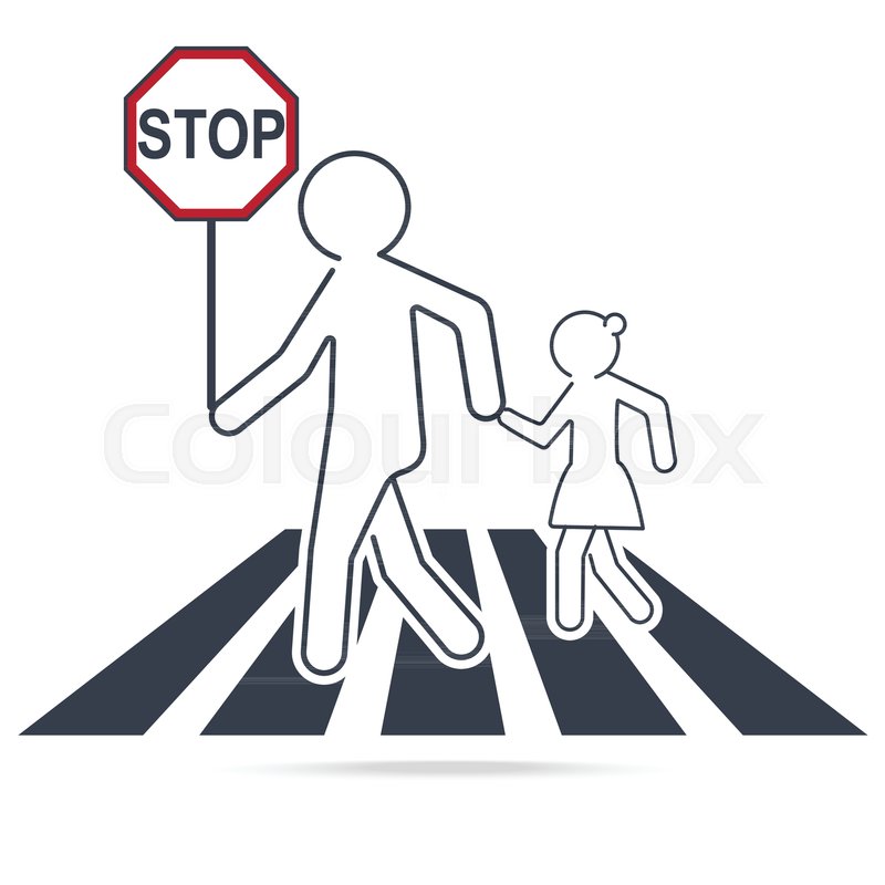 800x800 Pedestrian Crossing Sign, School Road Sign, Simple Line Icon