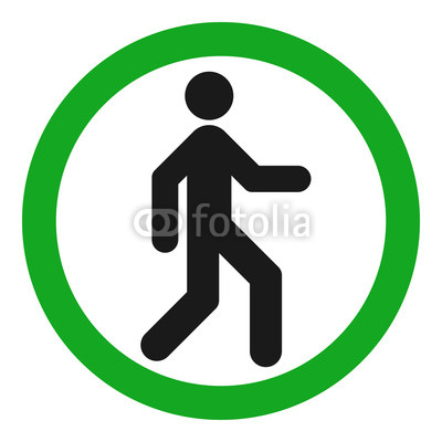 400x400 Pedestrian Silhouette In Green Circle. Vector Icon. Buy Photos