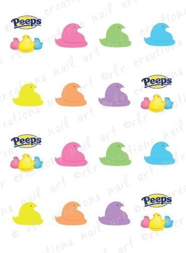 370x501 20 Nail Decals Easter Marshmallow Classic Peeps Water Slide