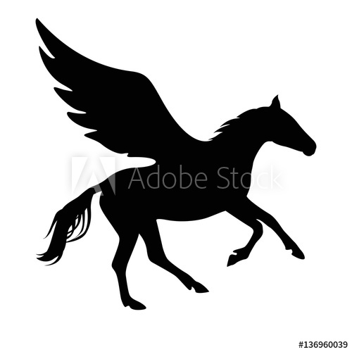 500x500 Pegasus Vector Symbol. Black On White
