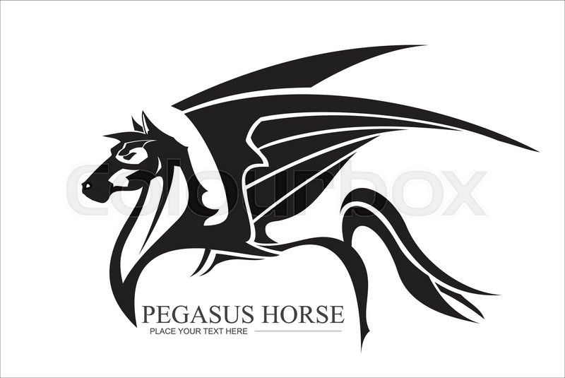 800x535 Winged Horse In Black And White. Pegasus In Black And White. Horse