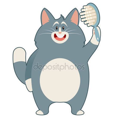450x450 Gato Y Su Peine Vector De Stock Bellos Gatos