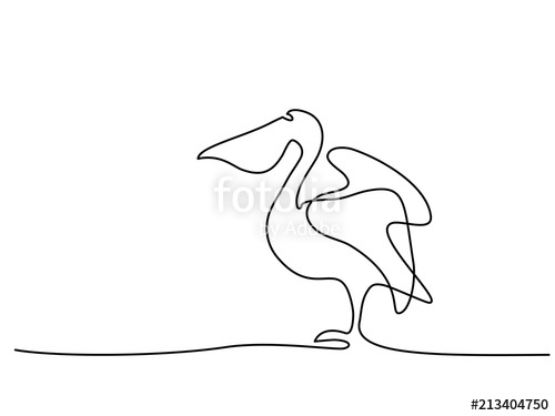 500x375 Continuous One Line Drawing. Pelican Minimalist Symbol. Logo Of