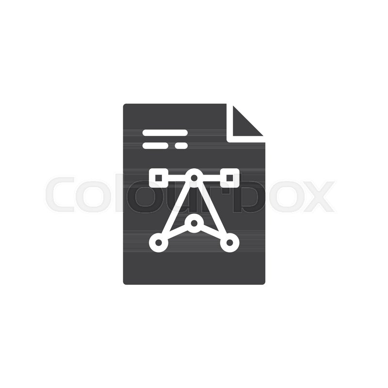 800x800 Pen Tool Design File Icon Vector, Filled Flat Sign, Solid