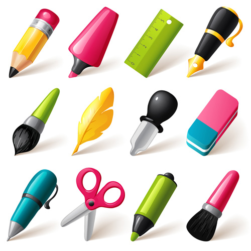500x500 Cute Pen Icons Vector Set 02 Free Download