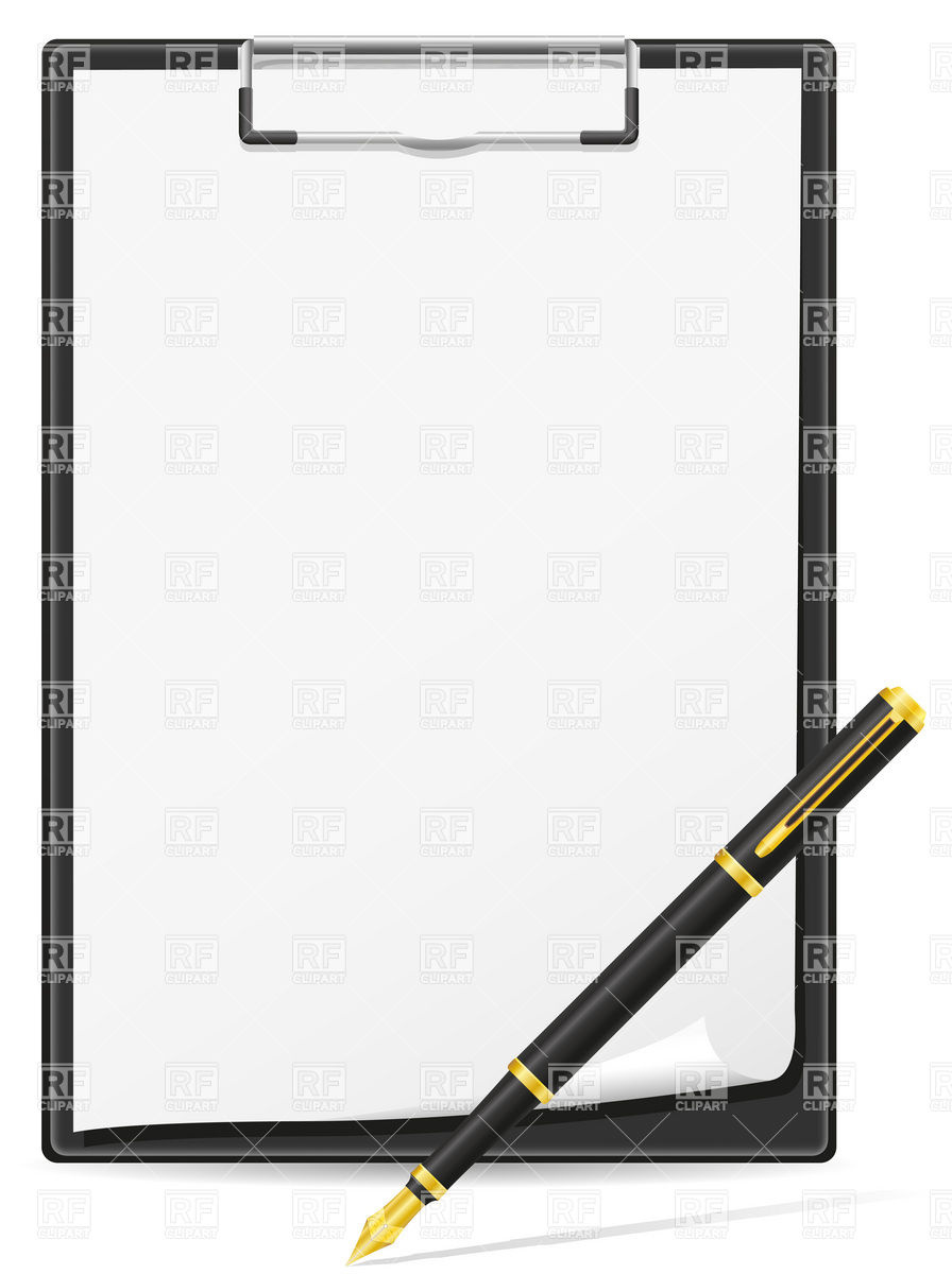 896x1200 Clipboard Blank Sheet Of Paper And Pen Vector Image Vector