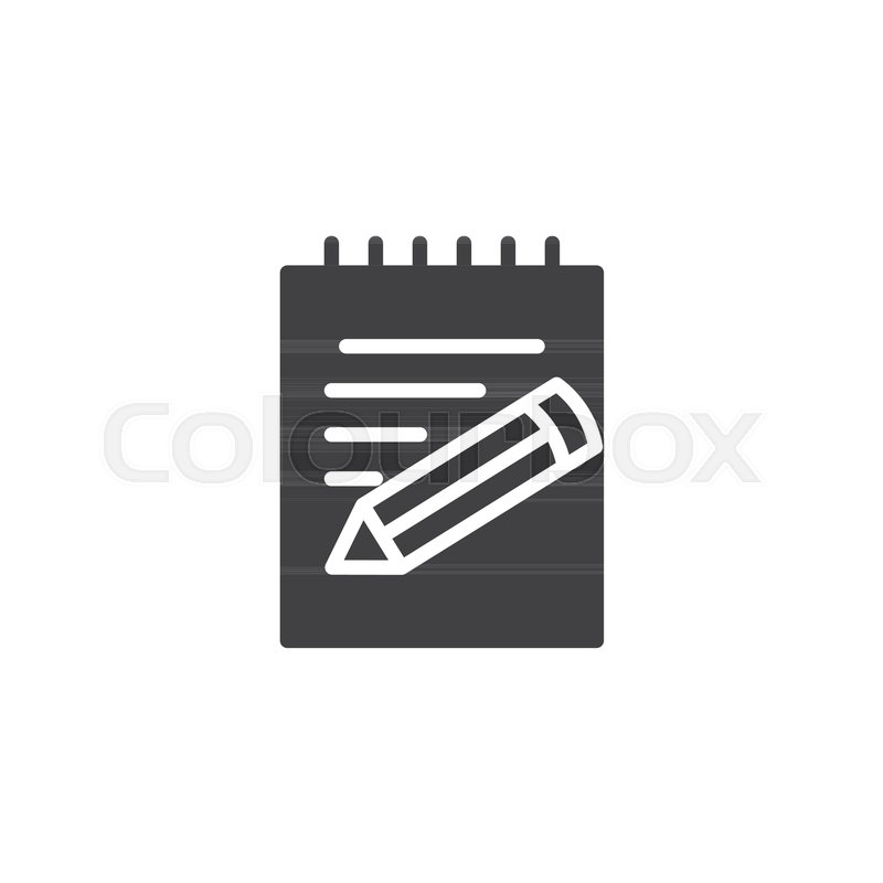 800x800 Paper, Notebook, Notepad Pencil Icon Vector, Filled Flat Sign