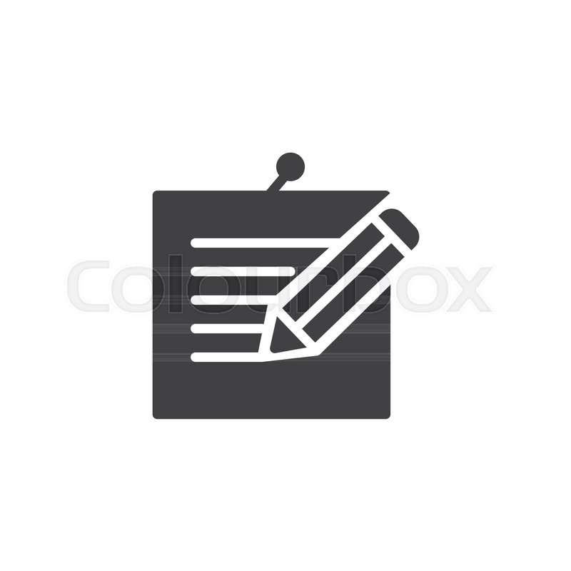 800x800 Pinned Message And Pen Icon Vector, Filled Flat Sign, Solid
