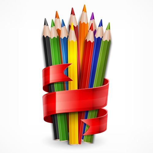 500x500 Colored Pencils Vector Background Set 04 Download My Free