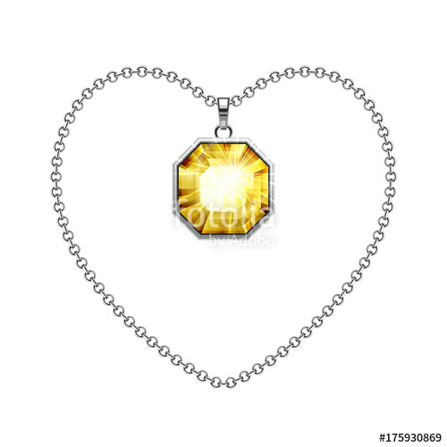 500x500 Silver Chain Necklace With Diamond Pendant. Vector Illustration