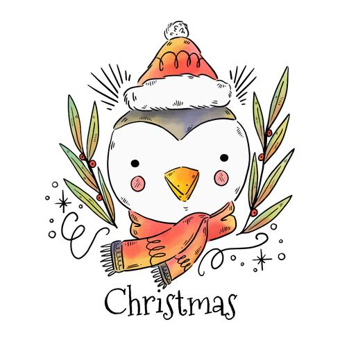 490x490 Cute Christmas Penguin Vector