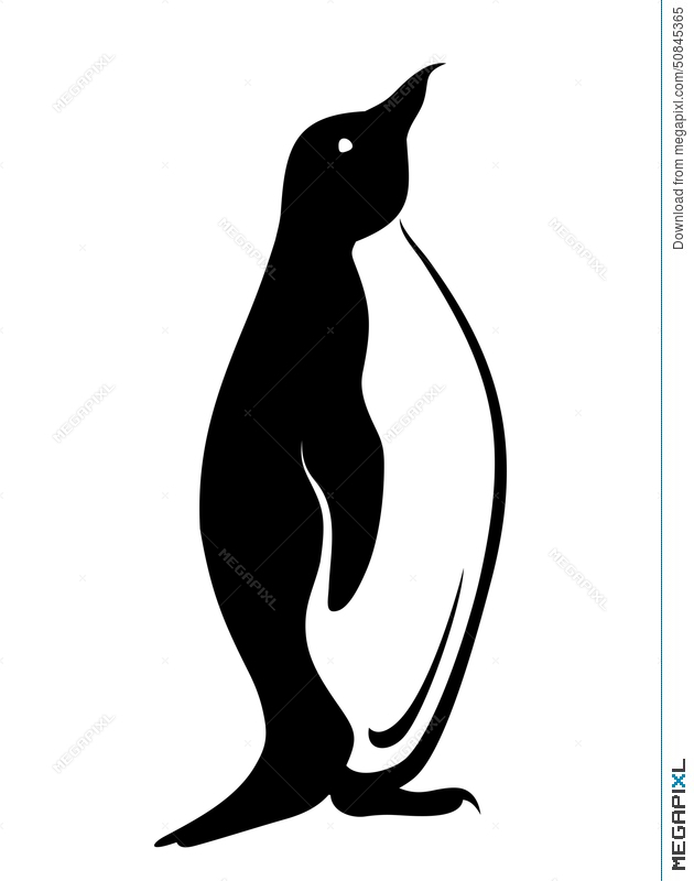 630x800 Penguin. Vector Black Silhouette. Illustration 50845365