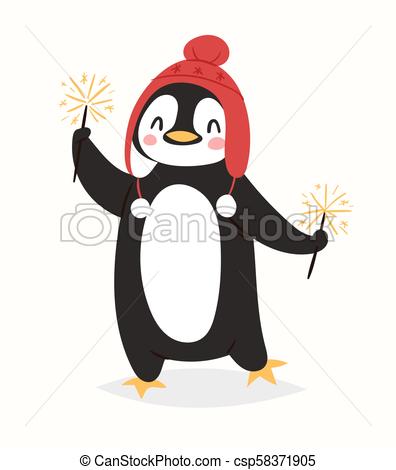 396x470 Christmas Penguin Vector Character Cartoon Cute Bird... Vector