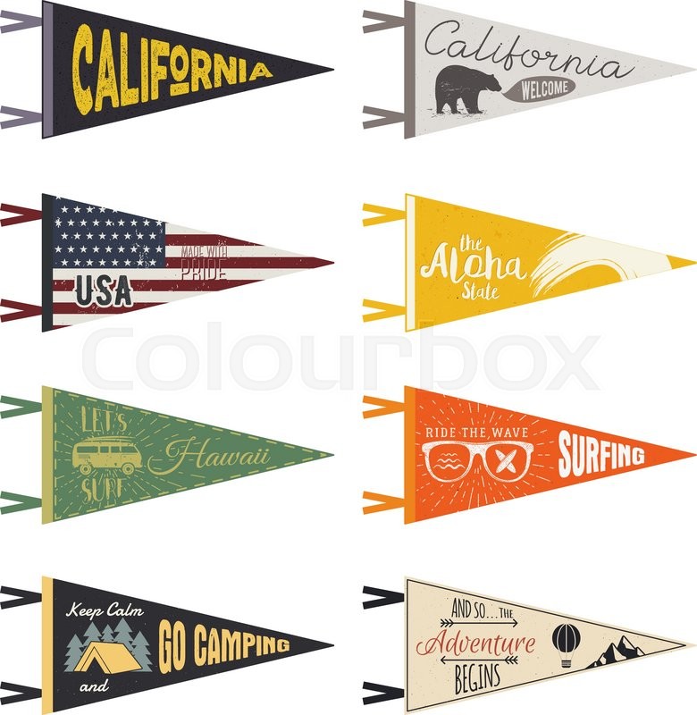 780x800 Set Of Adventure Pennants. Vector Pennant Explore Flags Design