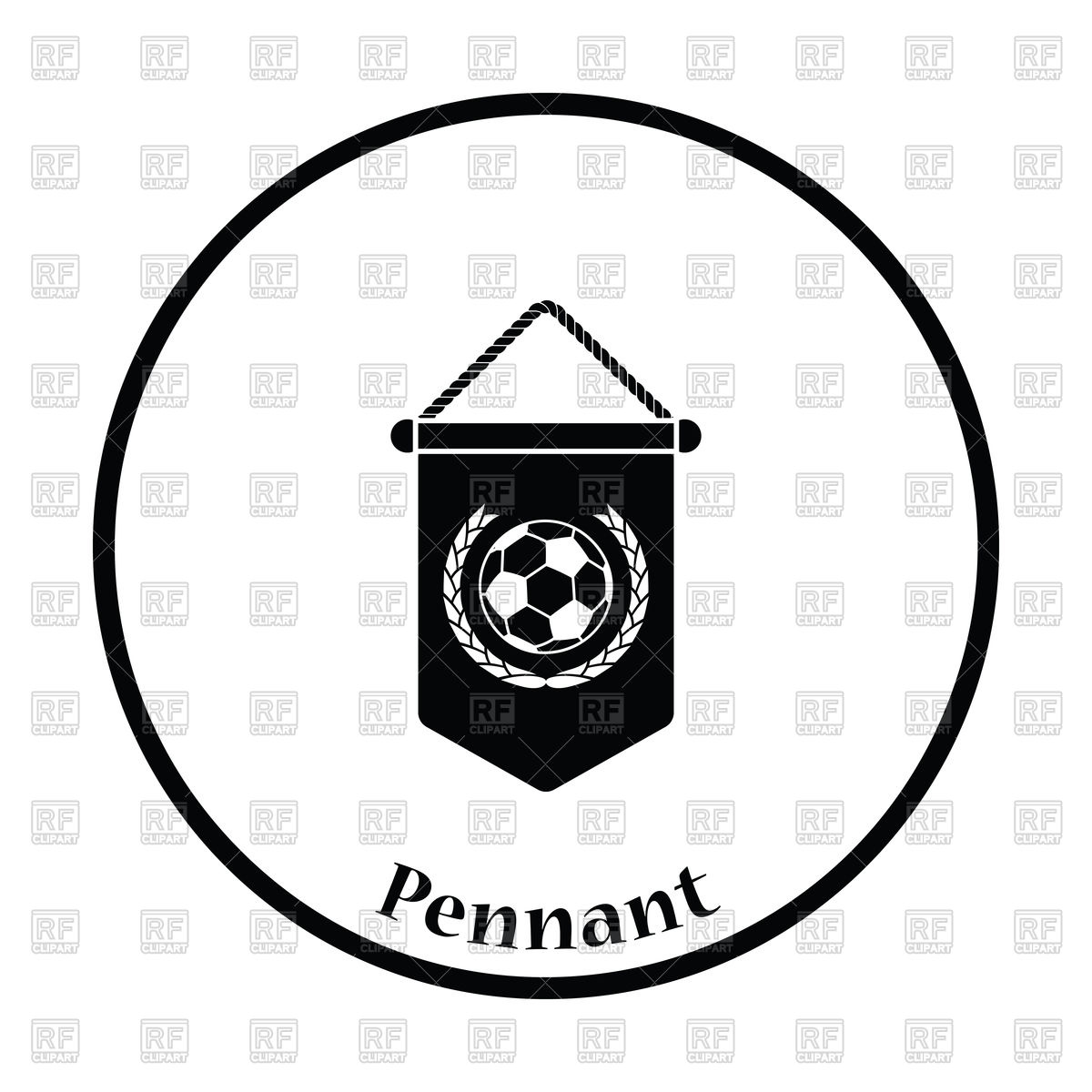 1200x1200 Thin Circle Design Of Football Pennant Icon Vector Image Vector
