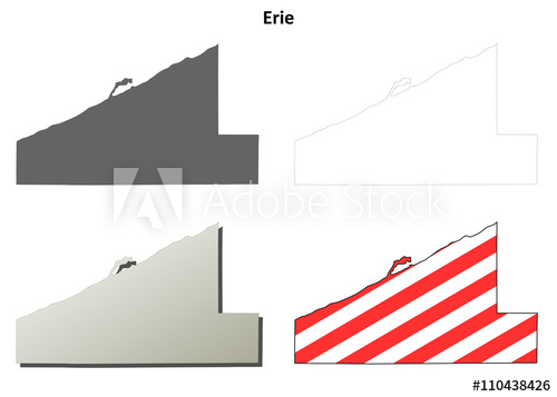 500x357 Erie County, Pennsylvania Outline Map Set