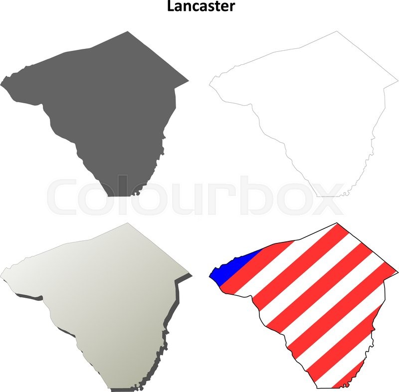 800x786 Lancaster County, Pennsylvania Blank Outline Map Set Stock
