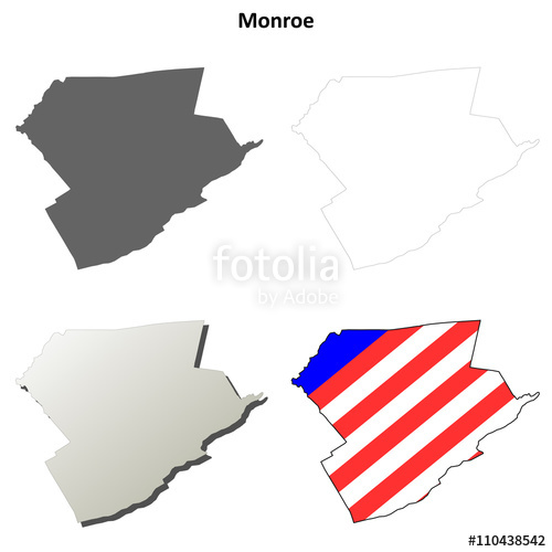 500x500 Monroe County, Pennsylvania Outline Map Set Stock Image And