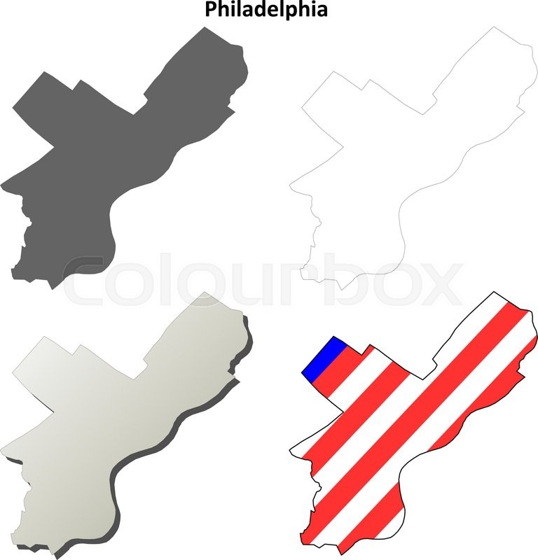 768x800 Philadelphia County, Pennsylvania Blank Outline Map Set Stock