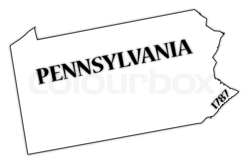 800x529 A Pennsylvania State Outline With The Date Of Statehood Isolated