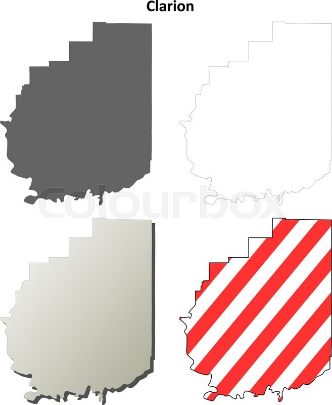 657x800 Clarion County, Pennsylvania Blank Outline Map Set Stock Vector