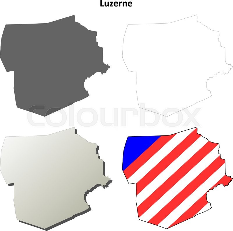 800x793 Luzerne County, Pennsylvania Blank Outline Map Set Stock Vector
