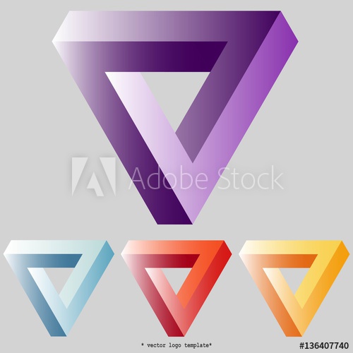 500x500 Penrose Triangle. Set Of Gradient 3d Triangle On Black Background
