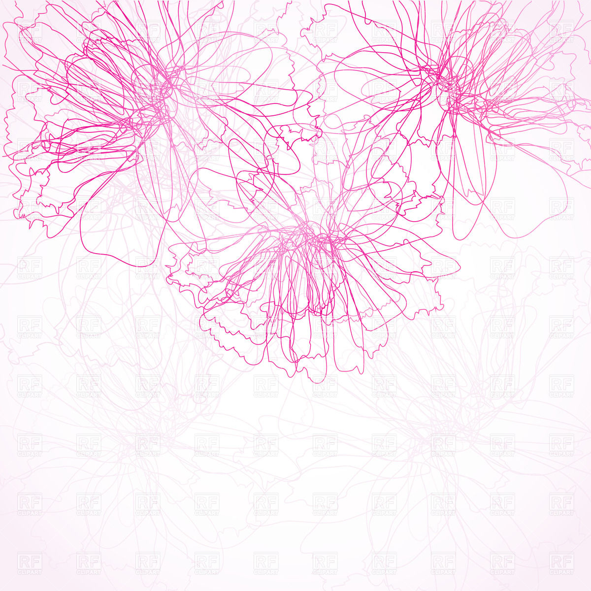 1200x1200 Absract Pen Drawn Silhouettes Of Peony Flowers Vector Image