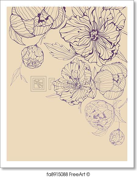 450x580 Free Art Print Of Vector Background With Gentle Peony. Vector Pink