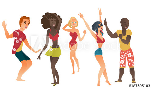 500x295 Vector Cartoon Young People Dancing