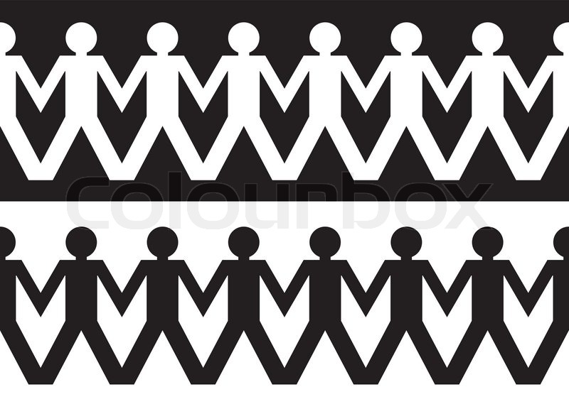 800x569 String Of Paper Chain Men In Black And White Ideal Border Holding