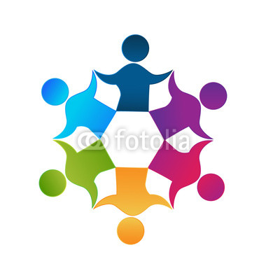 380x400 Teamwork People Holding Hands Vector Logo Sticker Wetland Wall