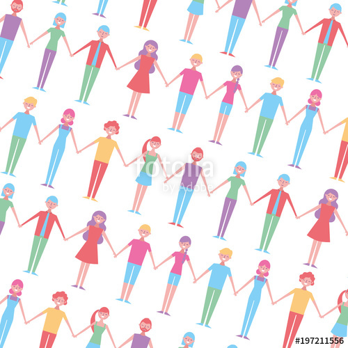 500x500 Background People Happy Holding Hands Vector Illustration Stock