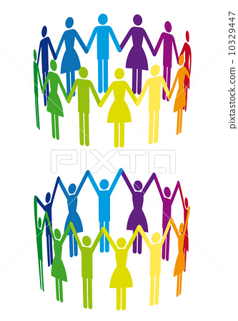 333x450 Colorful People Holding Hand In Circle, Vector Illustration