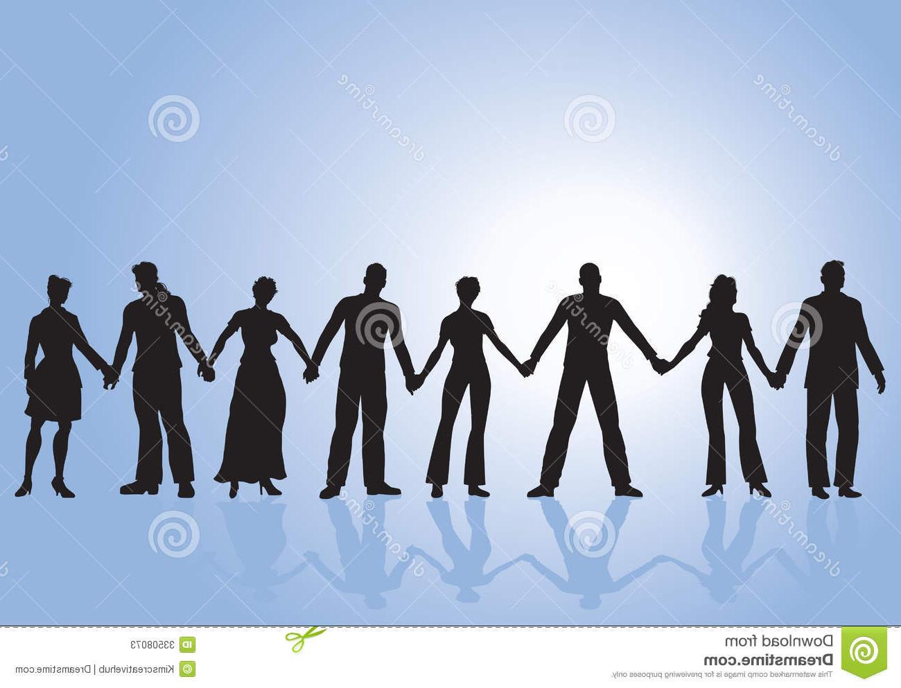 1300x993 Best Group People Holding Hands Vector Illustration Eight Standing