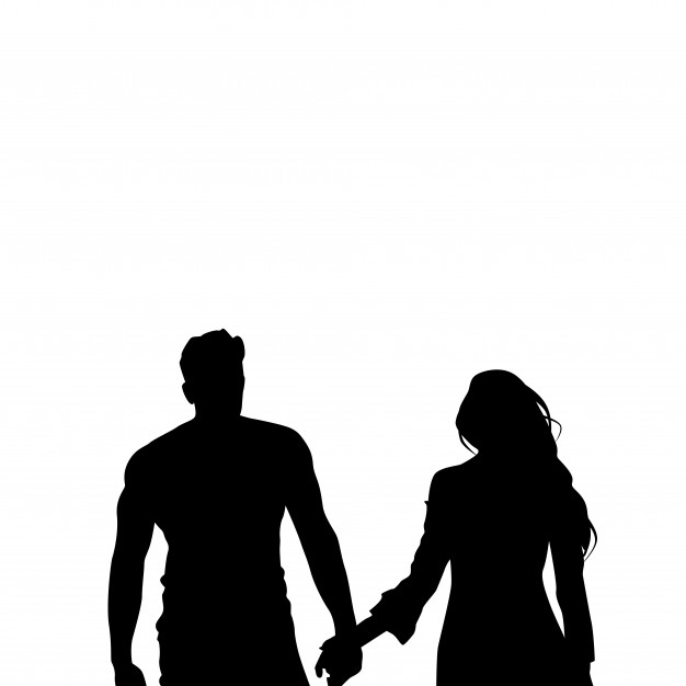 626x626 Black Silhouette Romantic Couple Holding Hands Vector Premium