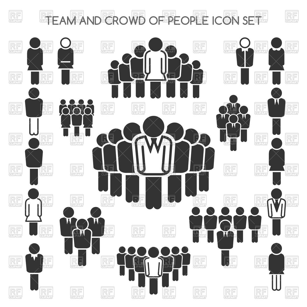 1200x1200 Team And Crowd Of People And Single Person Icons Set Isolated On